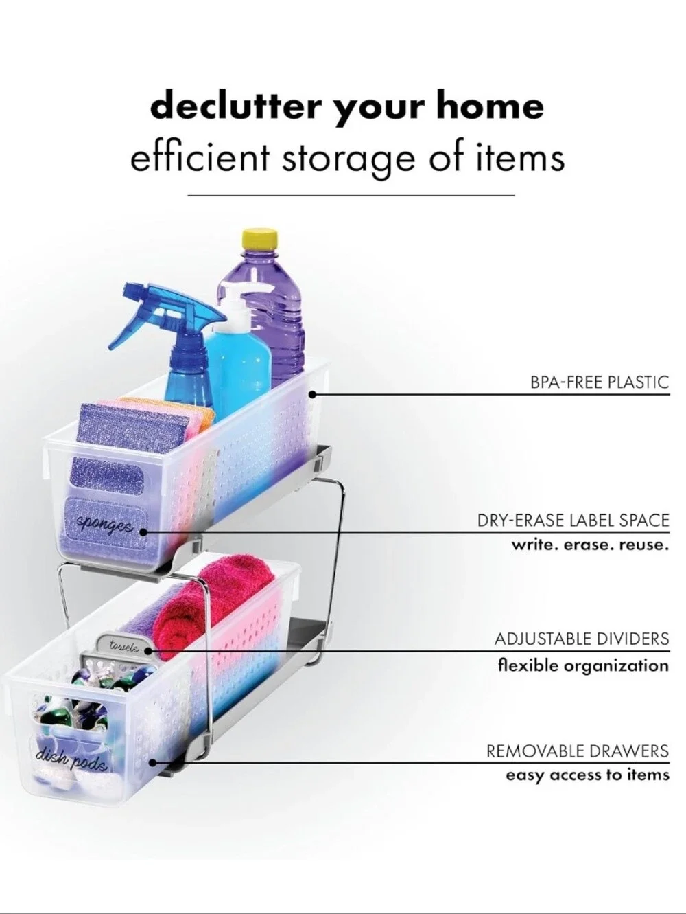 Madesmart Compact Two Tier Storage Organizers, Set of 2 Towers, Like New